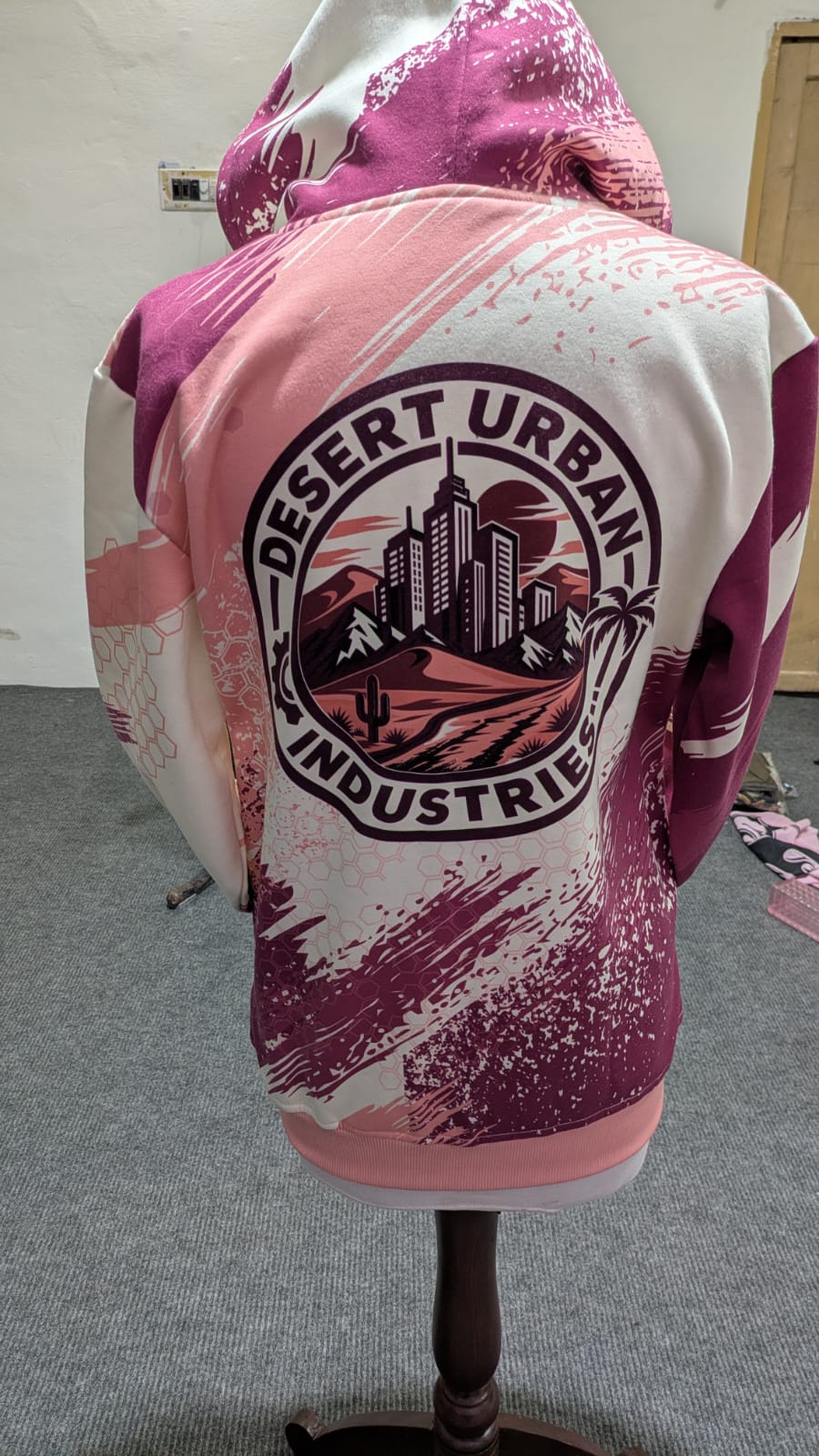 Desert Urban Industries Skyline Badge Zip-Up Hoodie — Desert Rose