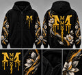 MMXII Gold Blossom Zip-Up Hoodie — Black