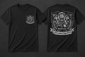 Black crest T-shirt, front and back