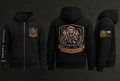 Black crest zippered hoodie mockup