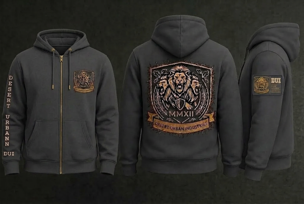 Gray crest zip-up hoodie mockup