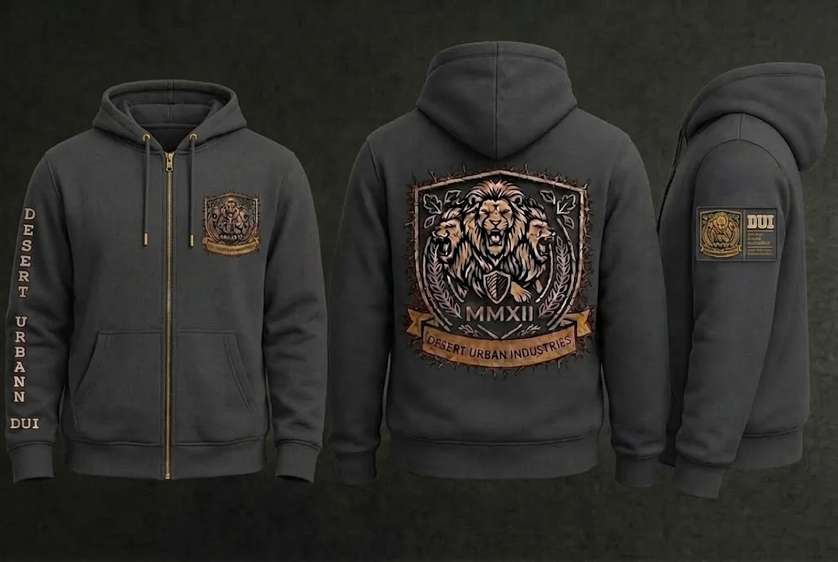 Gray crest zip-up hoodie mockup