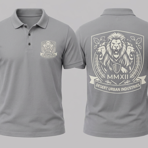 Light gray crest polo, front and back